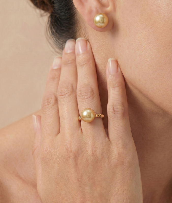 Terrie-Ring mit goldener Südseeperle - Modellbild