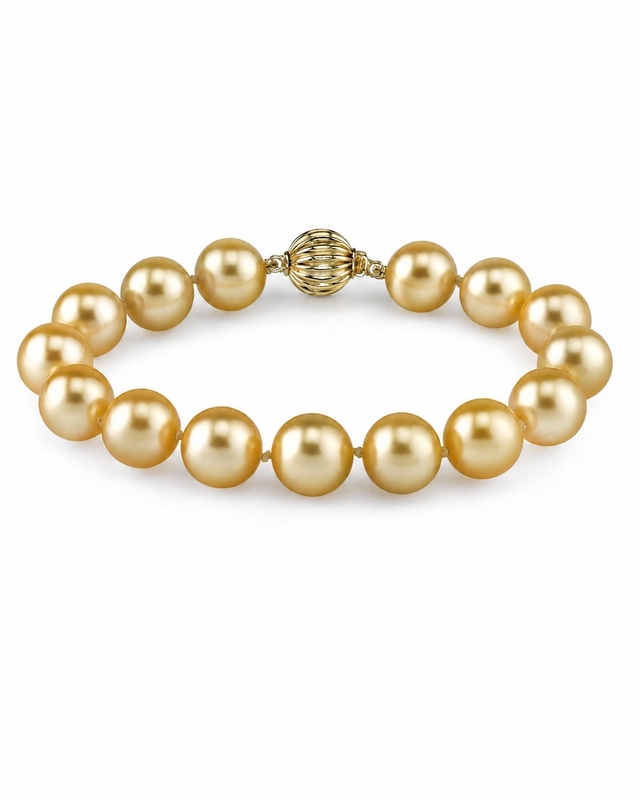 9-10mm Armband mit goldenen Südseeperlen