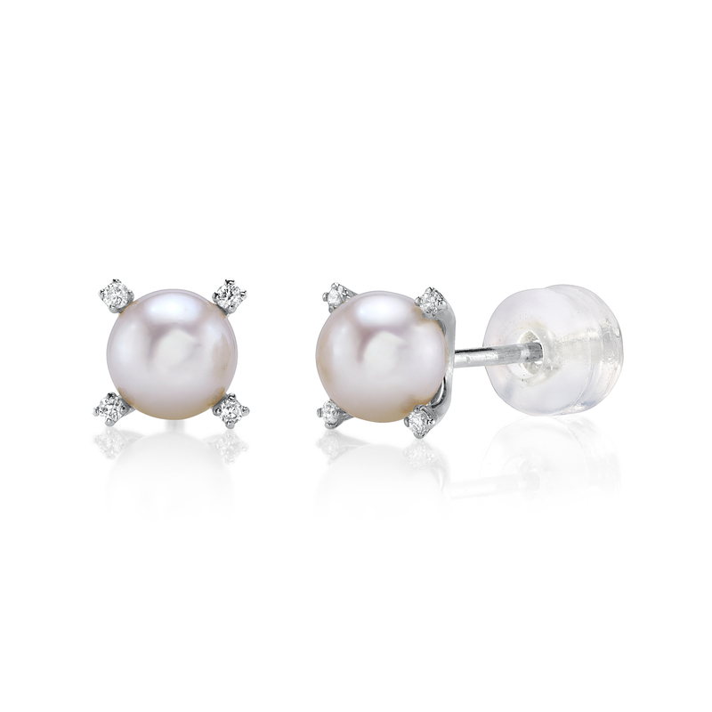 Lolla-Ohrringe aus 14K-Gold mit Süßwasserperlen & Diamanten