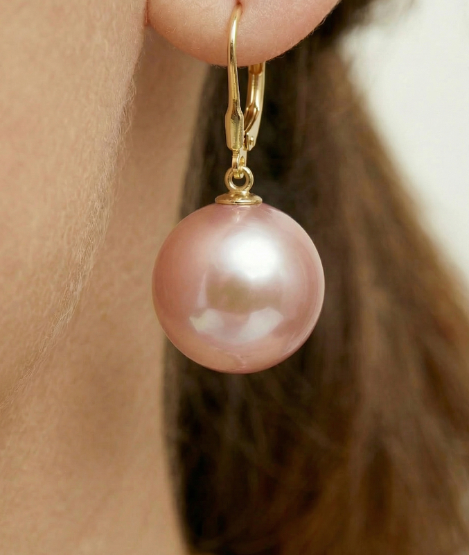 Pinkfarbene Süßwasserperlen-Ohrringe Classic Elegance - Zweites Bild