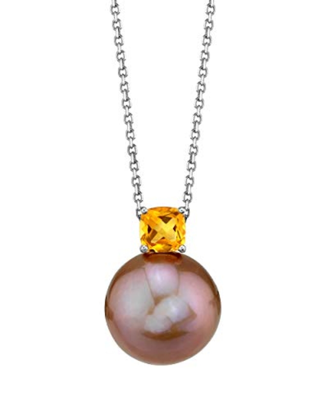 Anhänger aus 14K-Gold mit Süßwasserperle & Citrin