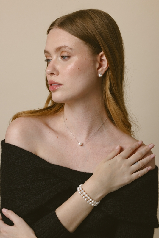 Freshwater Double Pearl Bracelet - Model Image