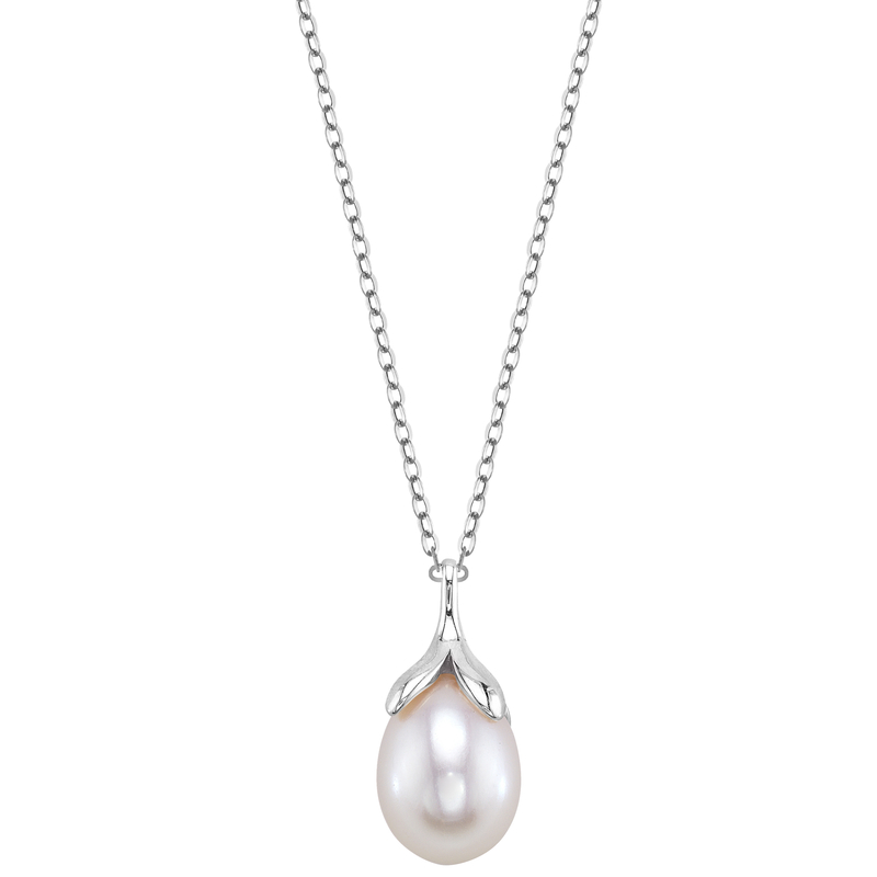 10-11mm Freshwater Pearl Rose Gold Plated Olive Drop Pendant