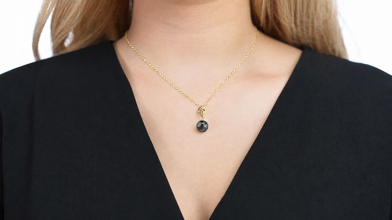 Aria Anhänger aus 14K Gold mit Tahiti-Südseeperle & Diamant - Sekundärbild