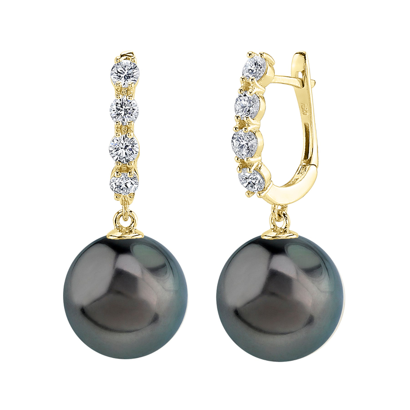 Belle Ohrringe mit Tahiti-Südseeperlen und Diamanten