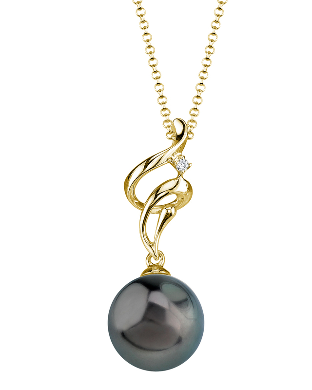Anhänger Aria aus 14K Gold mit Tahiti-Südseeperle & Diamant