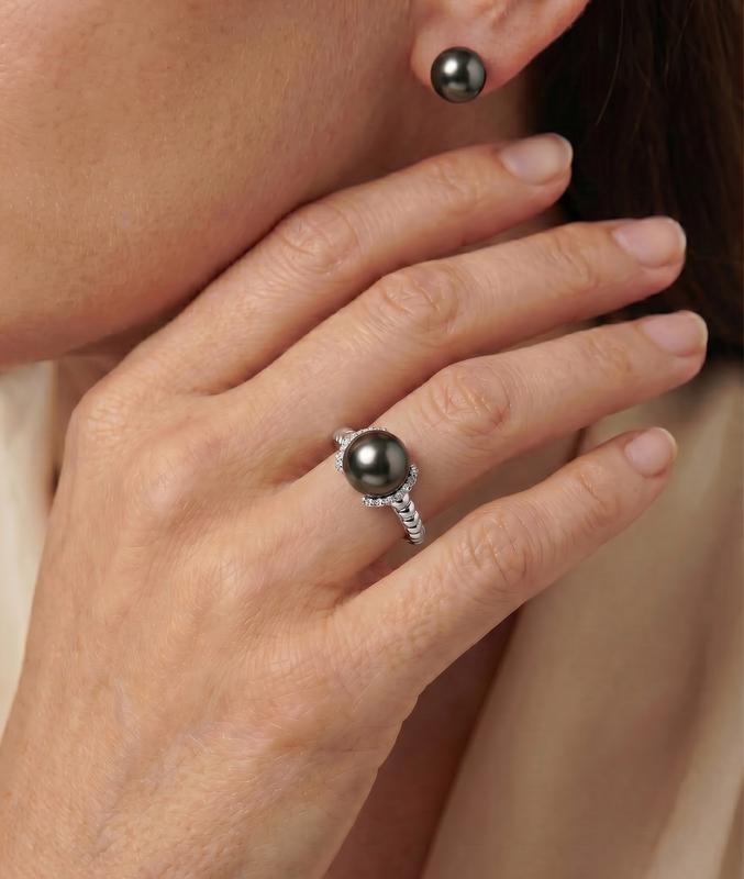 Tahiti-Südseeperle & Diamant Jackie-Ring - Modellbild