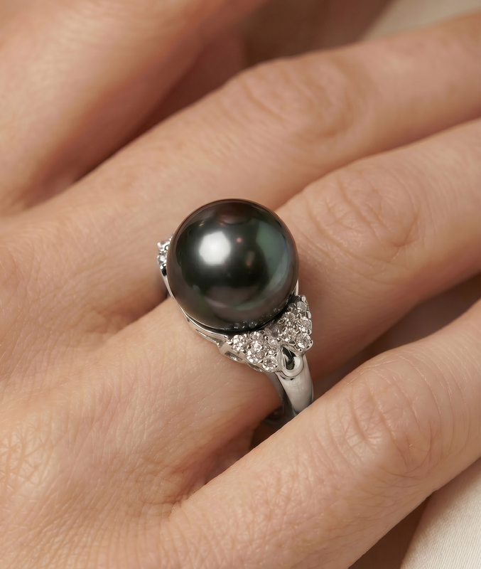 Nora-Ring mit tahitischer Südseeperle und Diamant - Zusatzbild