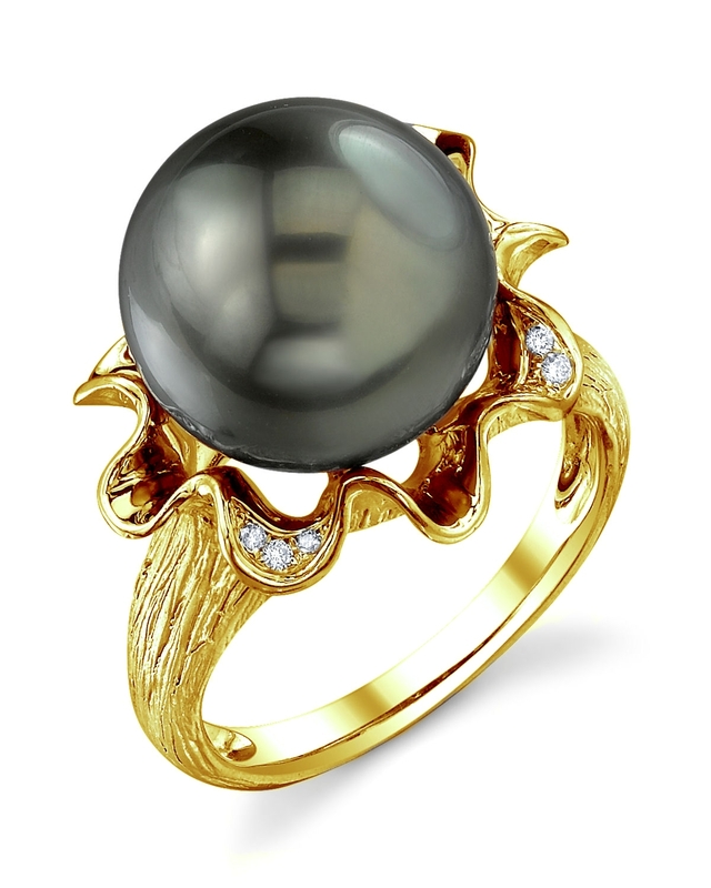 Robin-Ring mit Tahiti-Südseeperle und Diamant