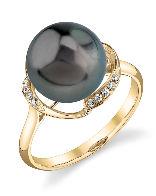 Ring mit tahitischer Südseeperle, Diamanten und Rubin