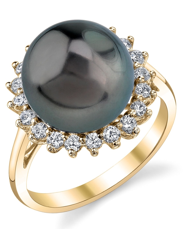 Sage-Ring mit Tahiti-Südseeperle & Diamant