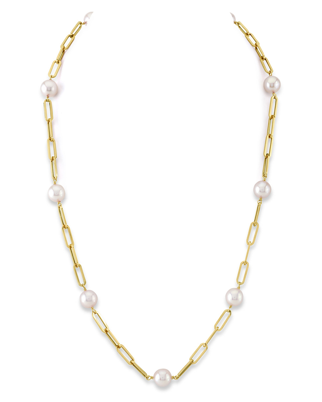 Gliederkette aus 14K Gold mit 8,5–9,0 mm japanischer Akoya-Perle
