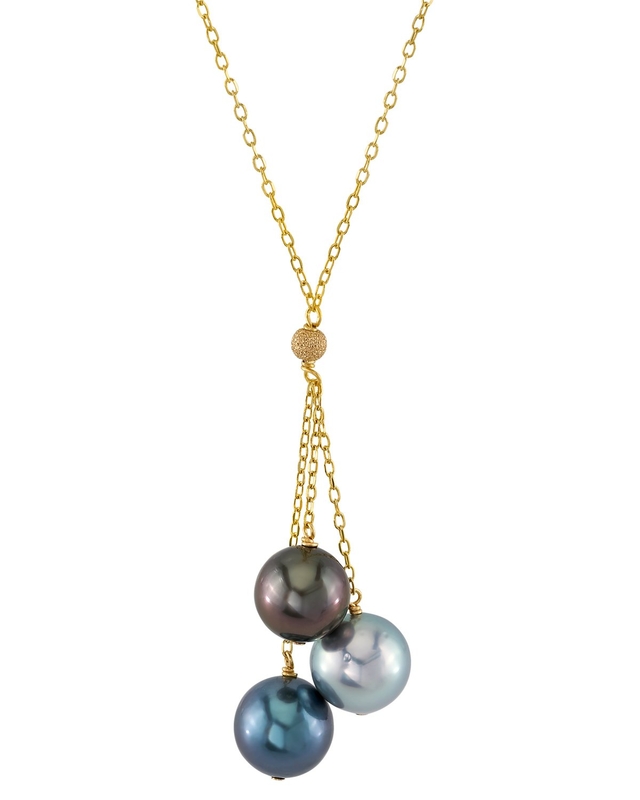 14K Gold Tincup-Cluster-Anhänger mit mehrfarbigen Tahiti-Perlen