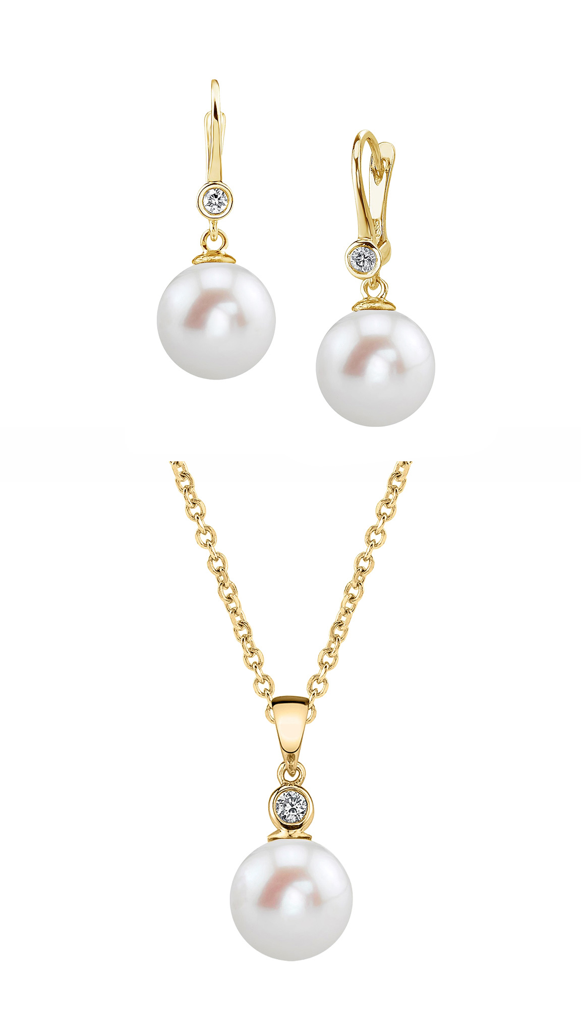 Süßwasserperlen- & Diamant-Schmuckset Michelle