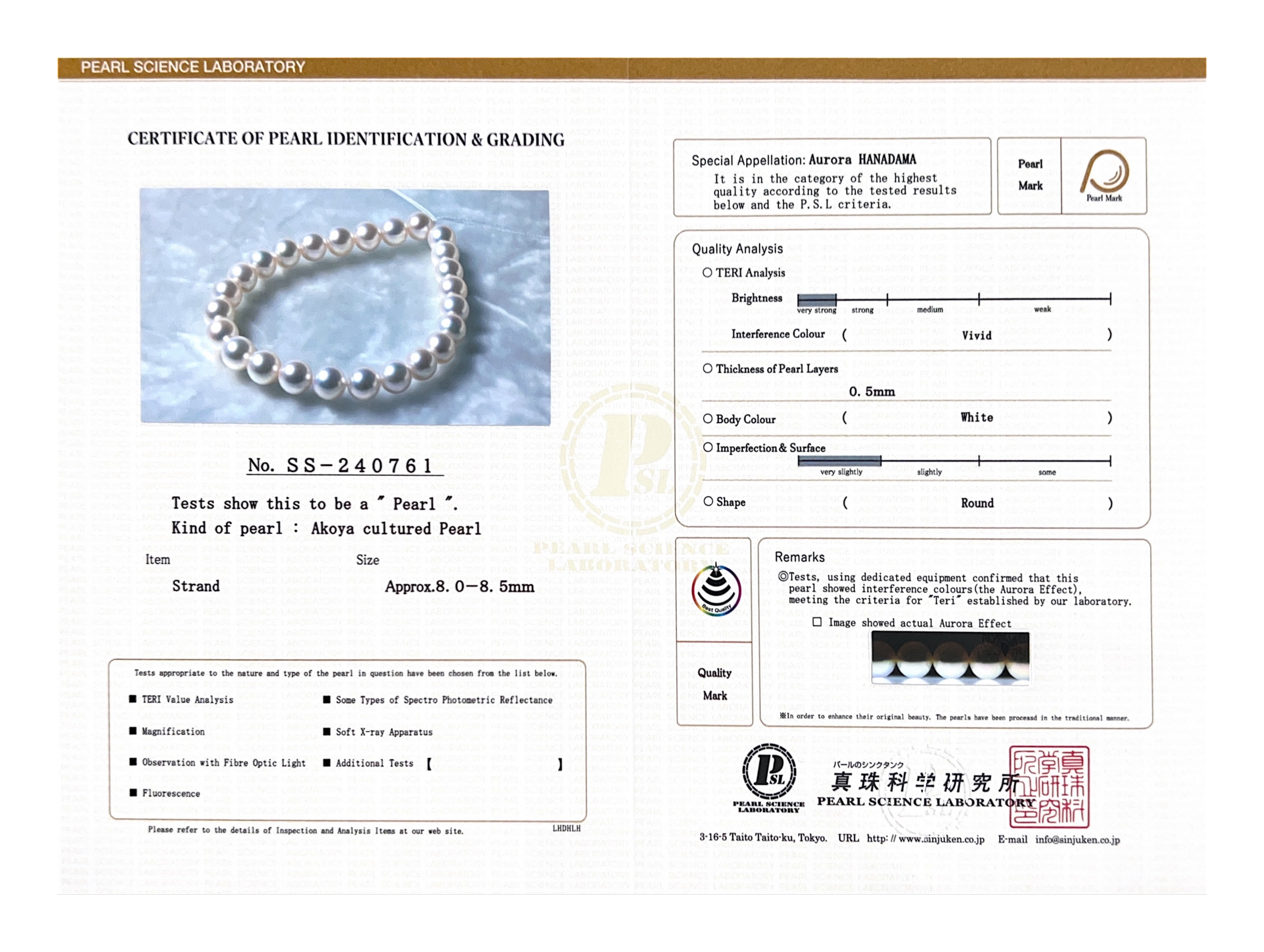 8.0-8.5mm Hanadama Akoya White Pearl Bracelet - Third Image