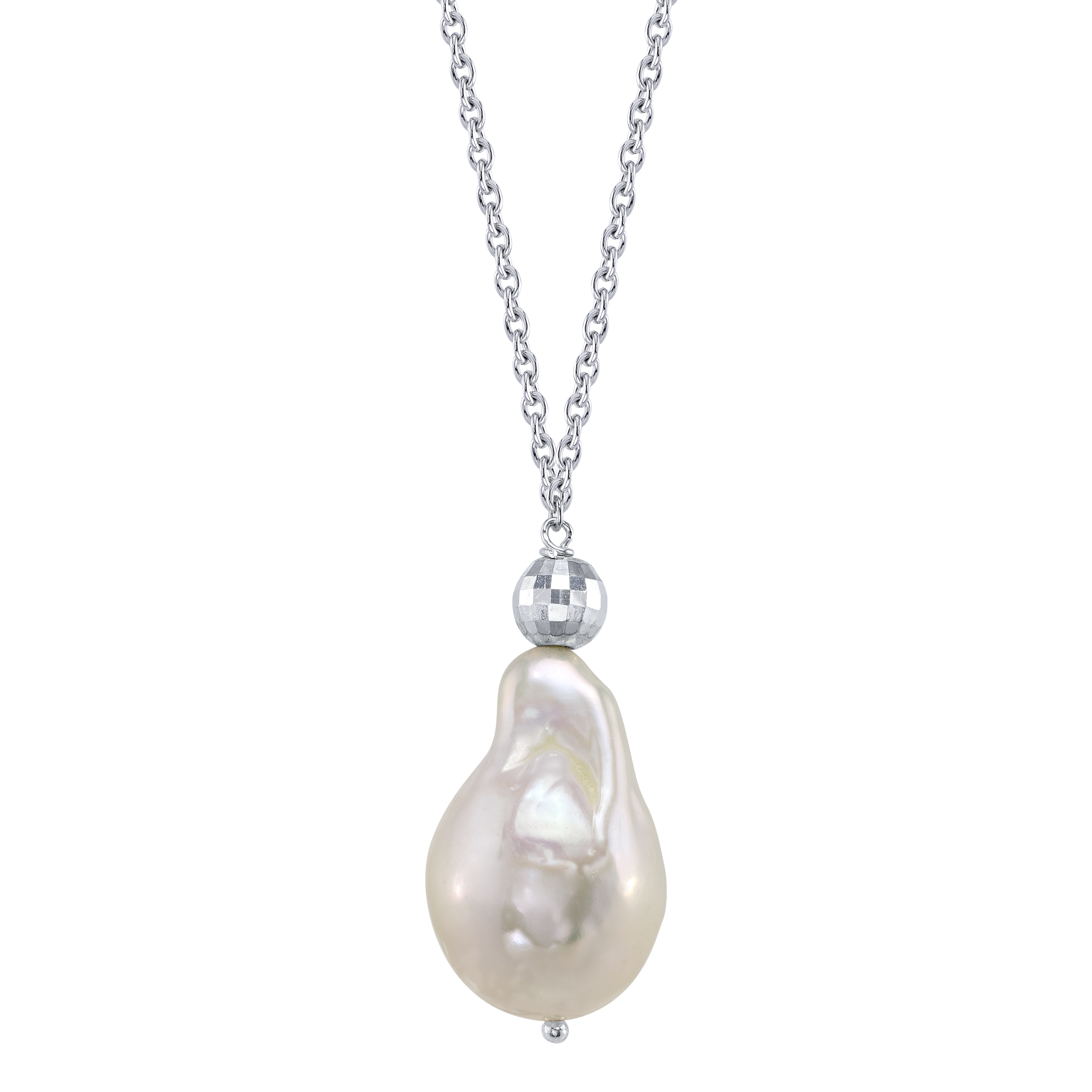 15mm White Freshwater Baroque Pearl Solitaire Designer Pendant