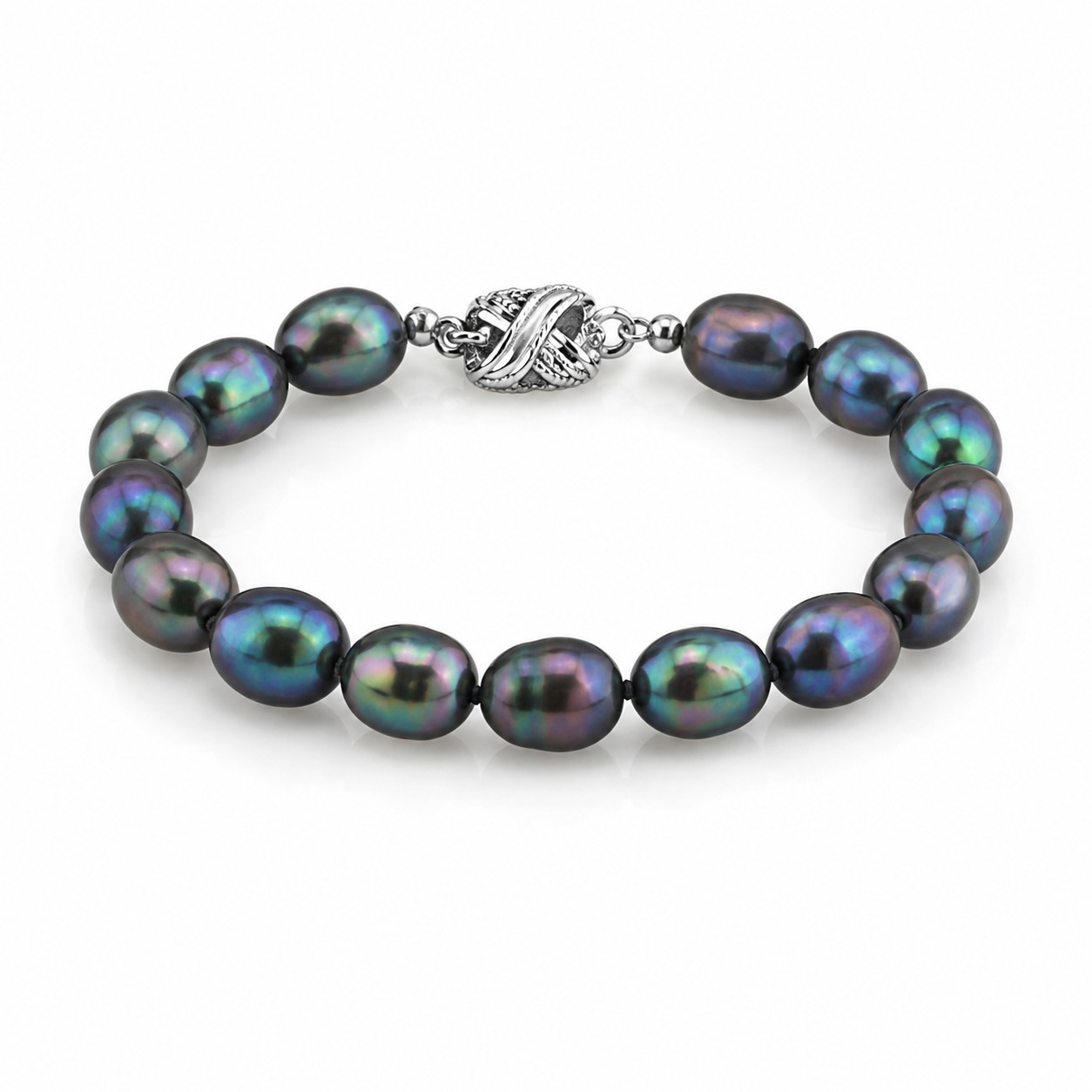9–10 mm Schwarzes Süßwasser-Barockperlenarmband