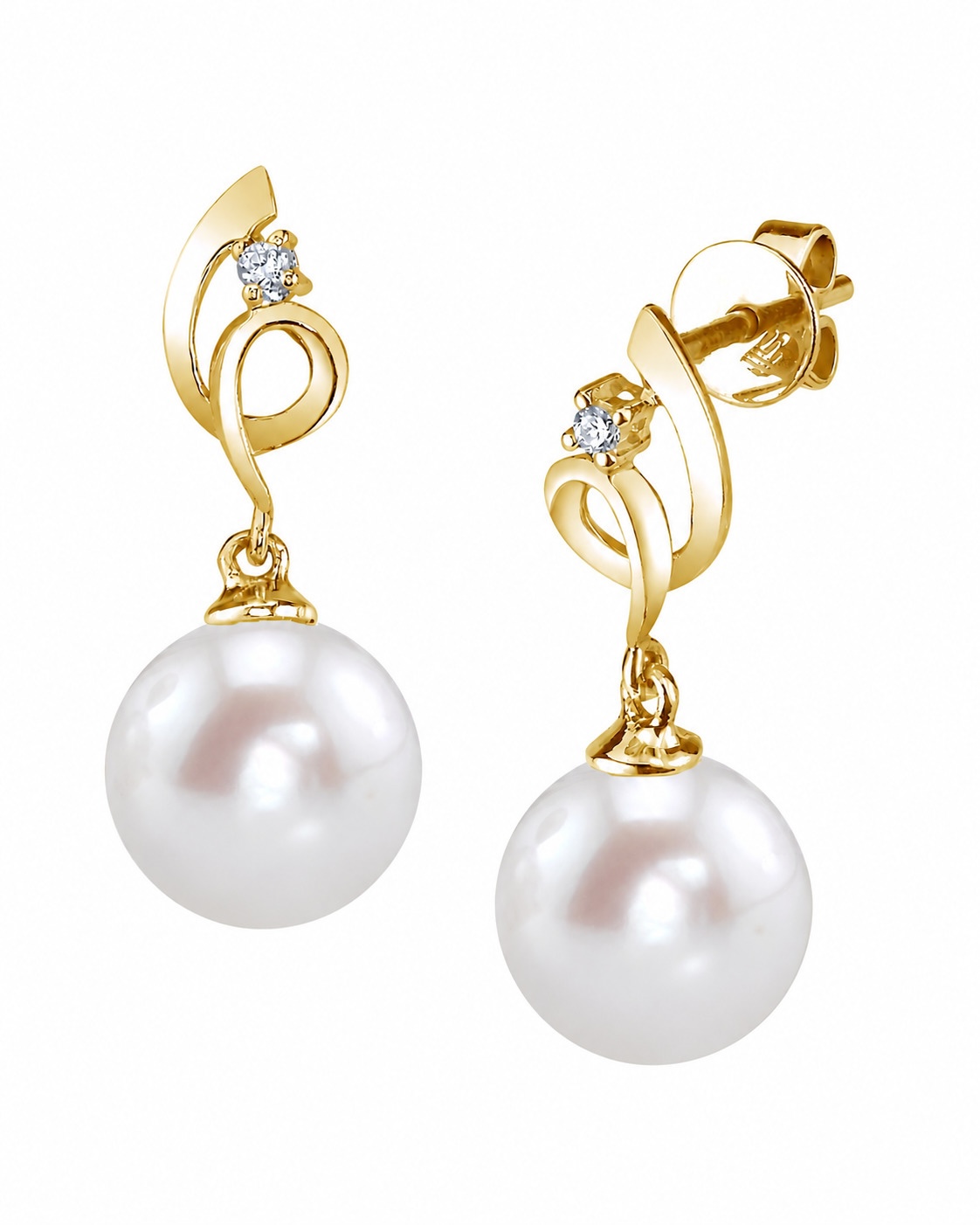 Symphony-Ohrringe aus 14K Gold mit Süßwasserperlen und Diamanten