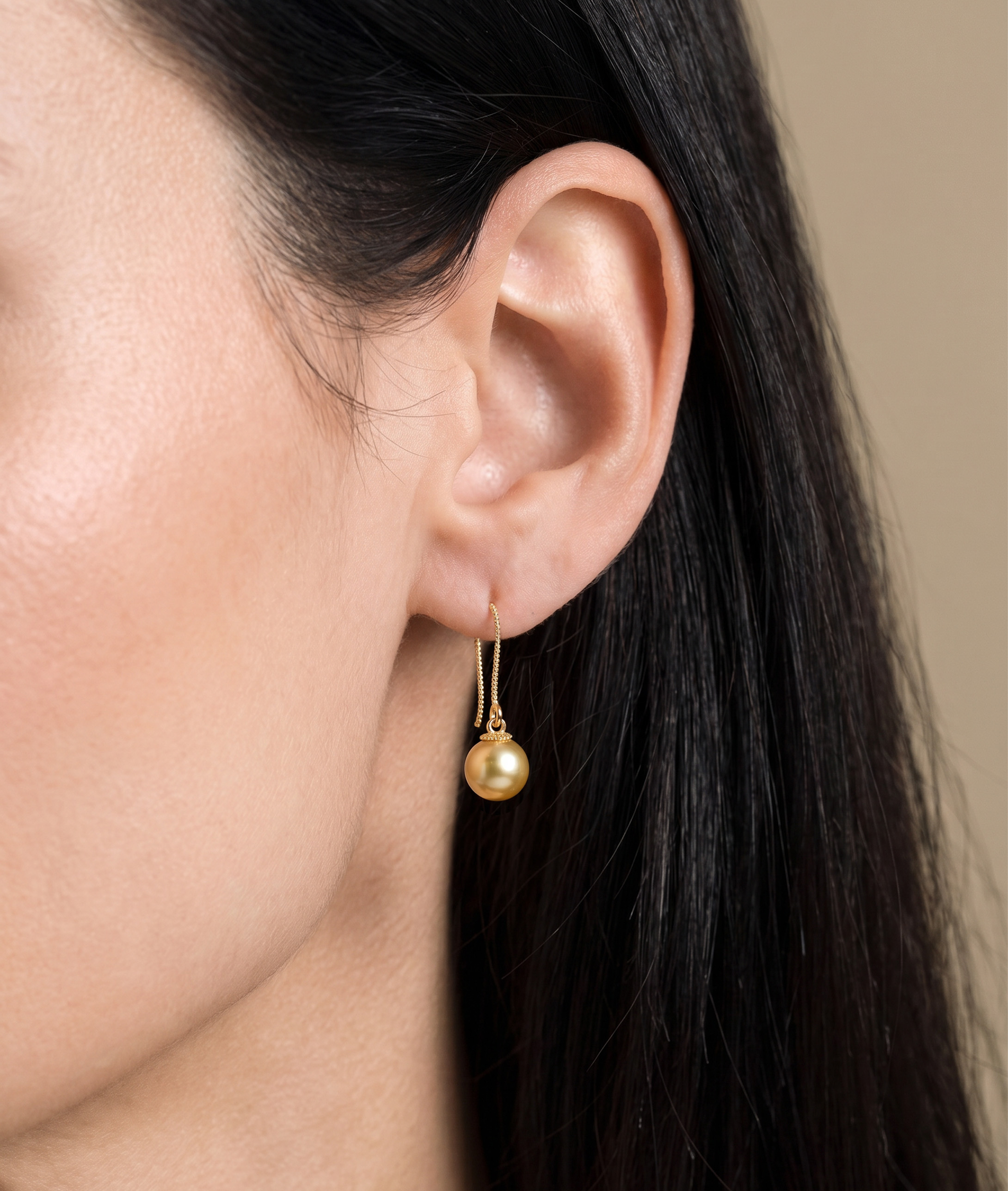 ~Golden South Sea Pearl Cindy Earrings - Secondary Image~