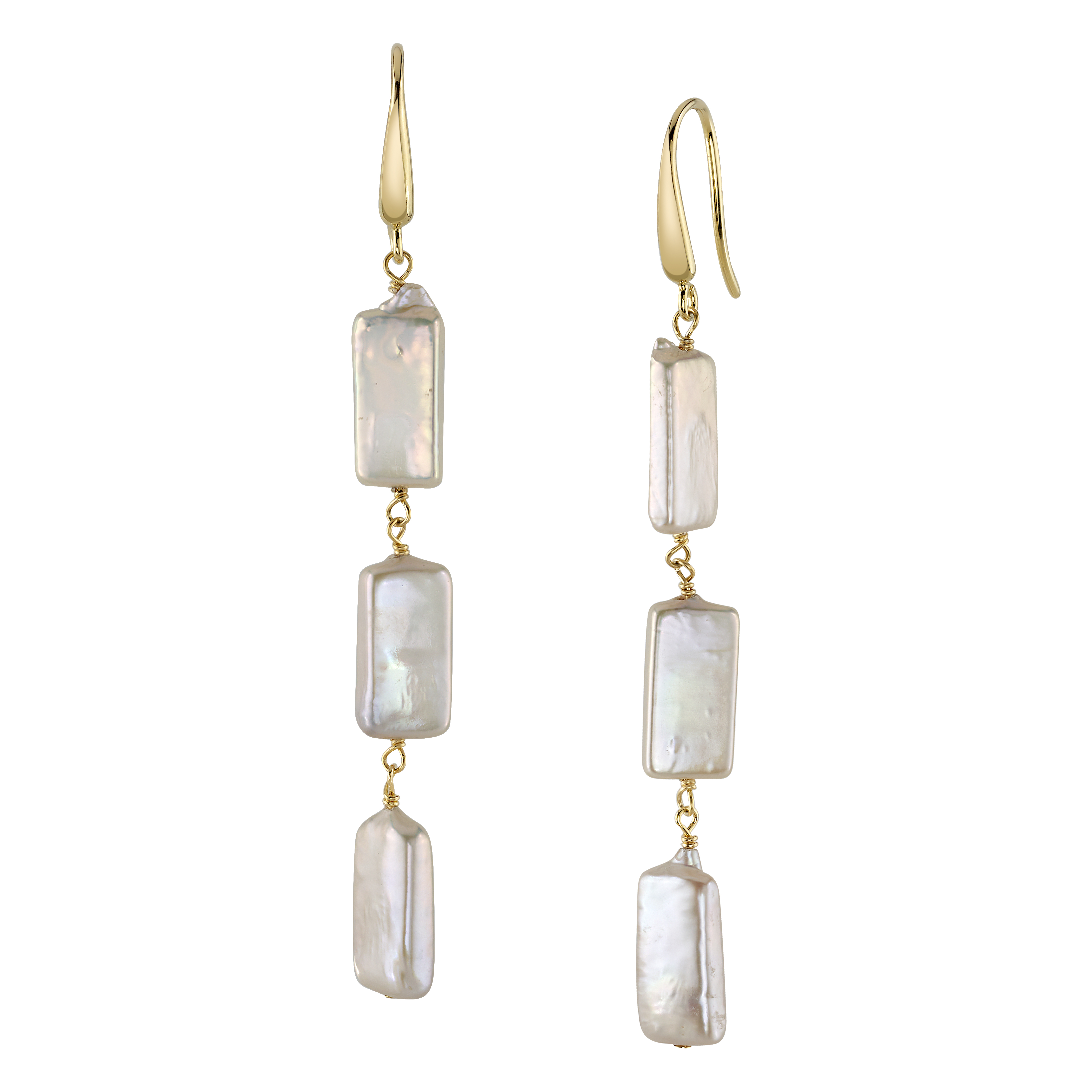 Triple White Freshwater Baroque Pearl Jaylene Earrings