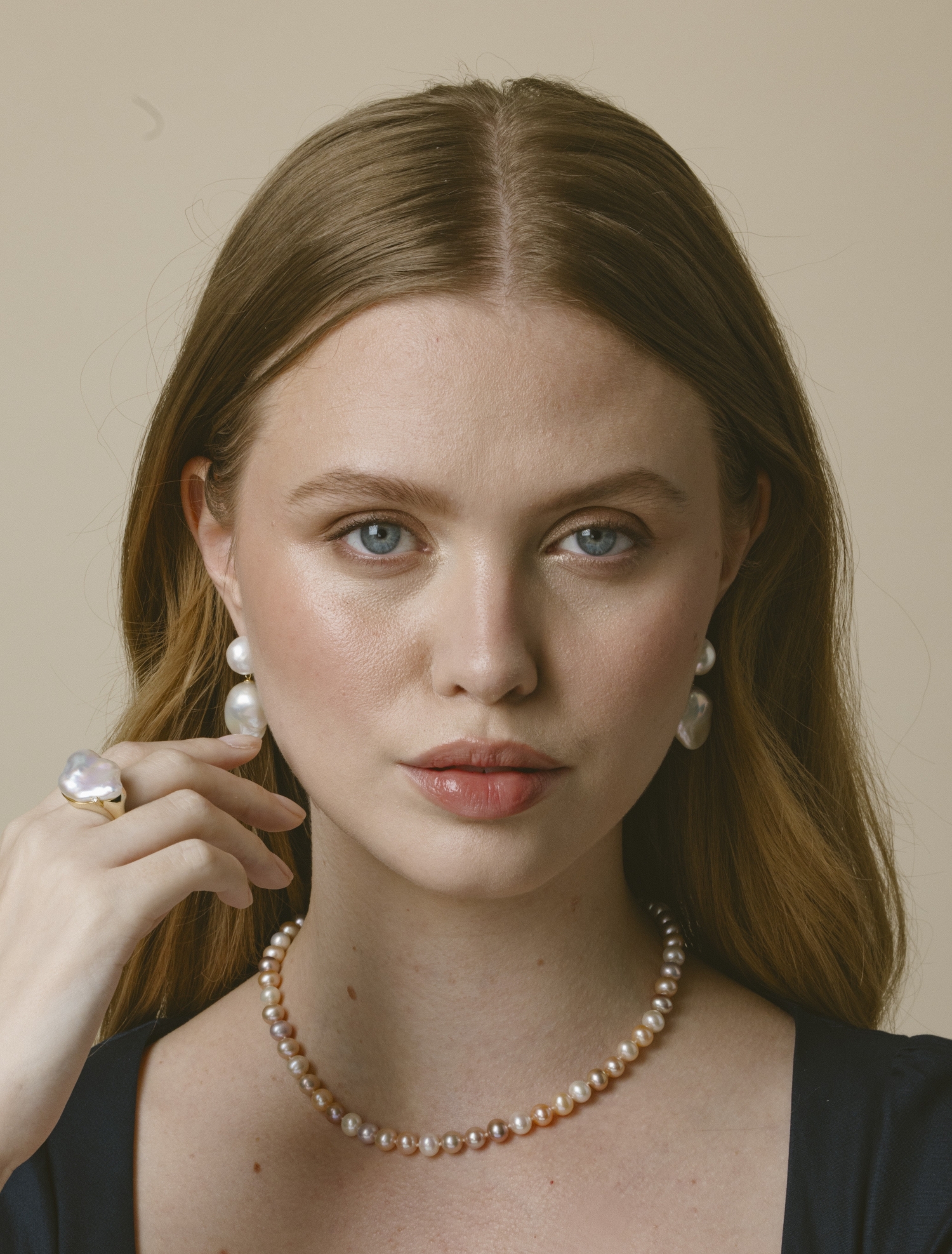 White Freshwater Baroque Pearl Glory Earrings - Secondary Image