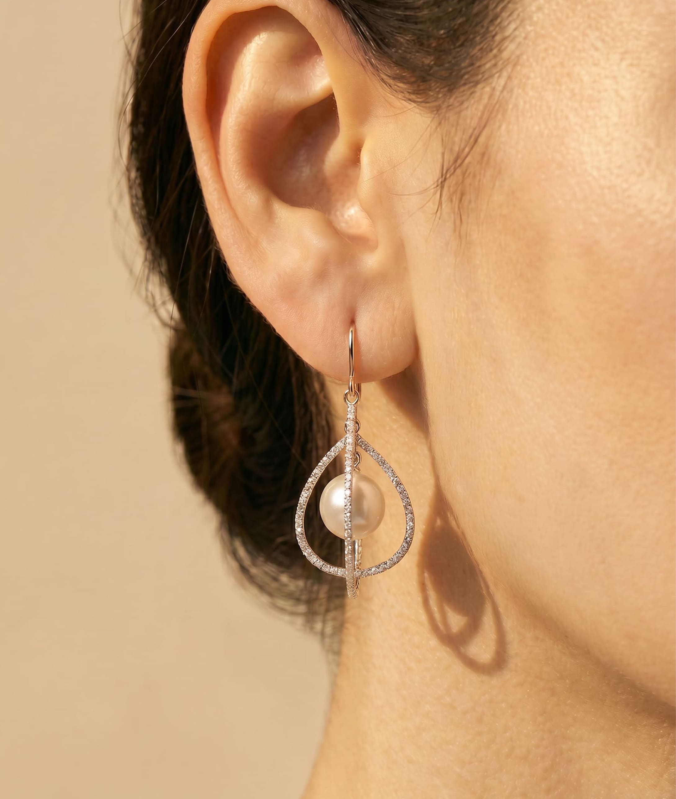 ~White Freshwater Pearl Eternal Earrings - Secondary Image~