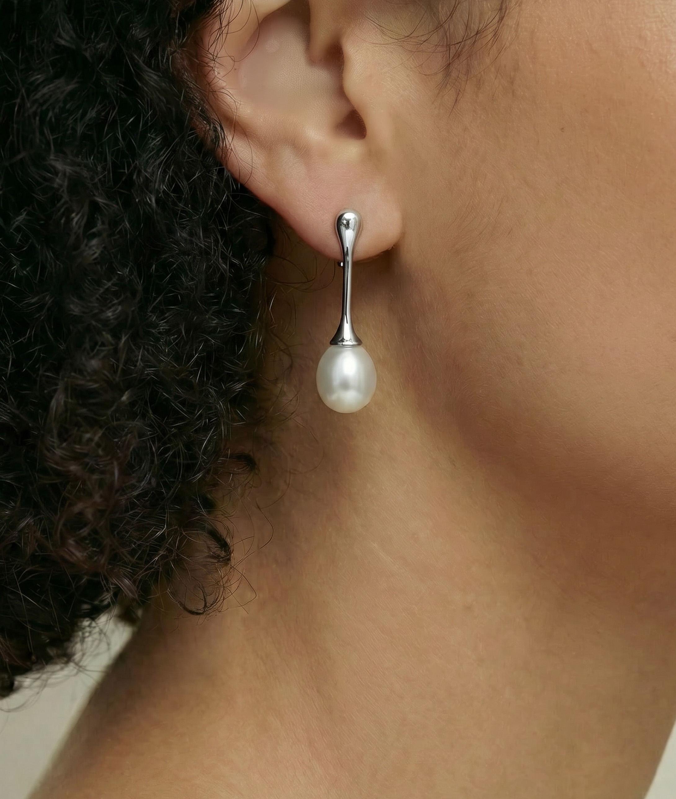 ~Freshwater Pearl Long Drop Earrings - Secondary Image~