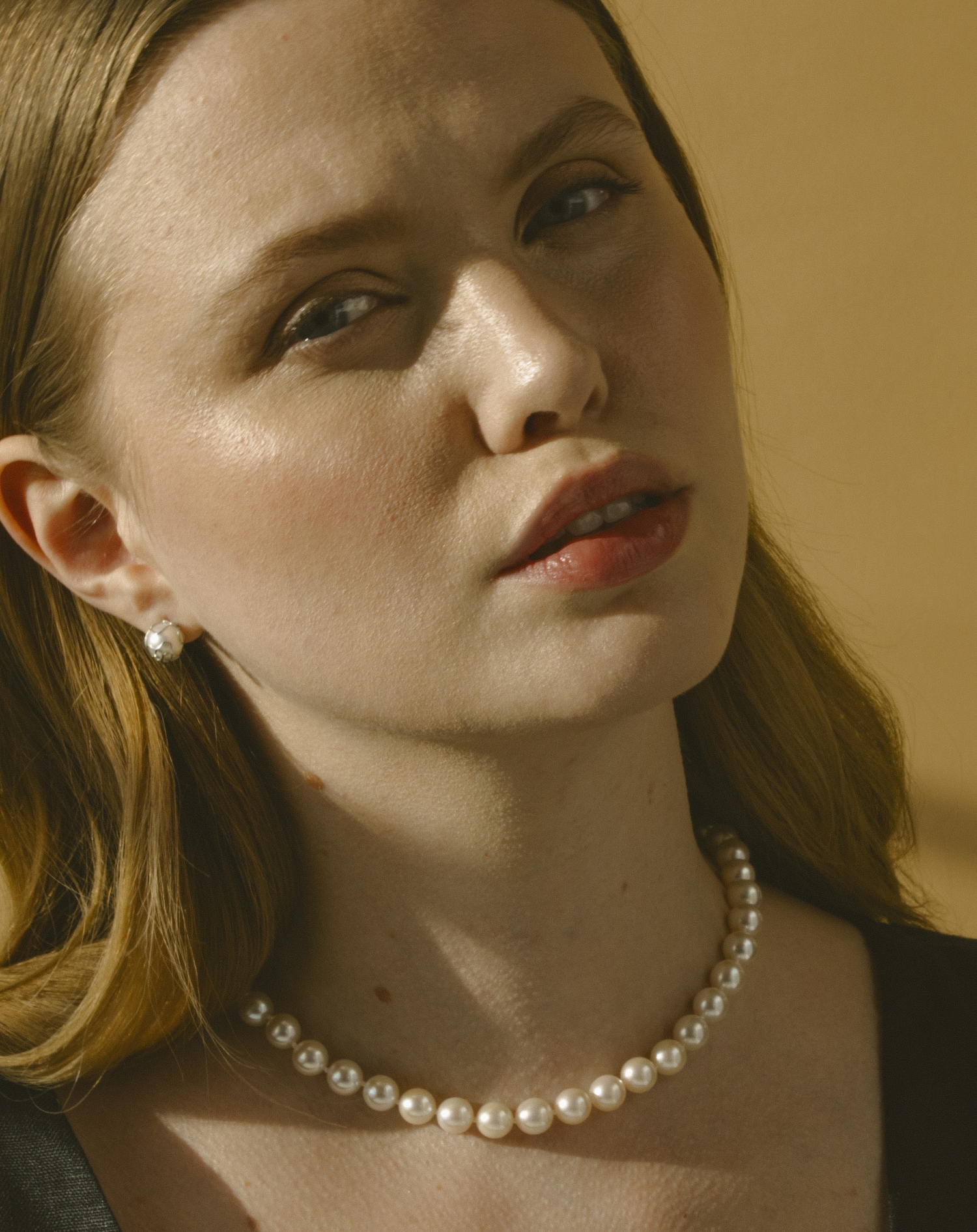 8.0-8.5mm Japanese Akoya White Pearl Necklace - AAA Quality - Model Image