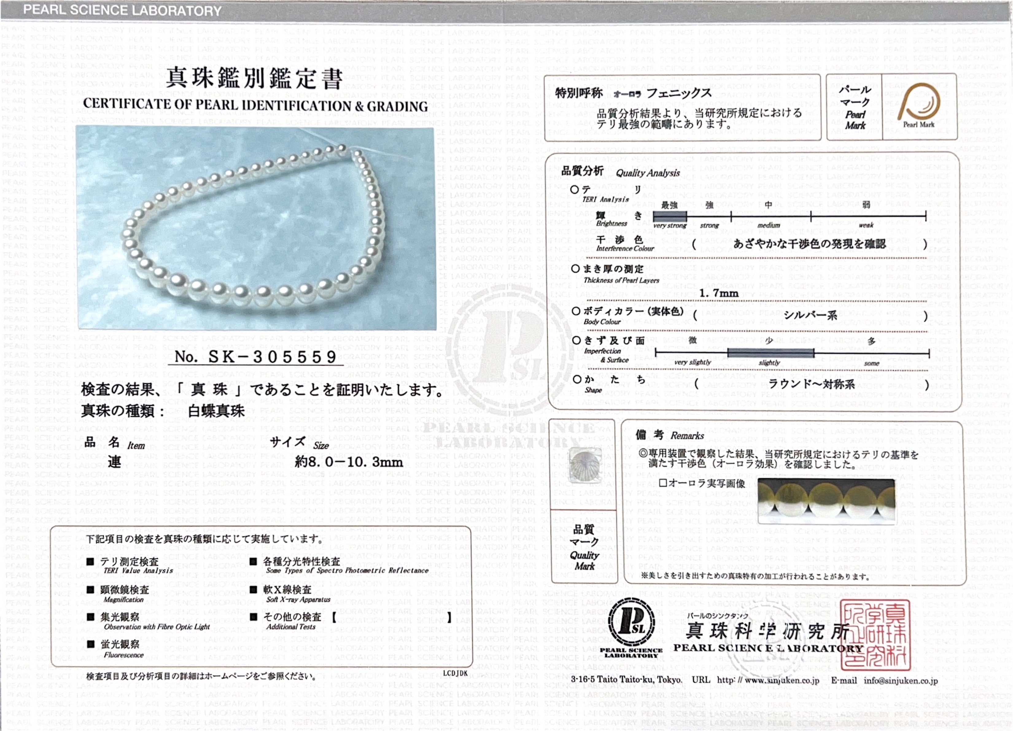 8-10.3mm White South Sea Pearl Necklace - PSL Certified - Secondary Image