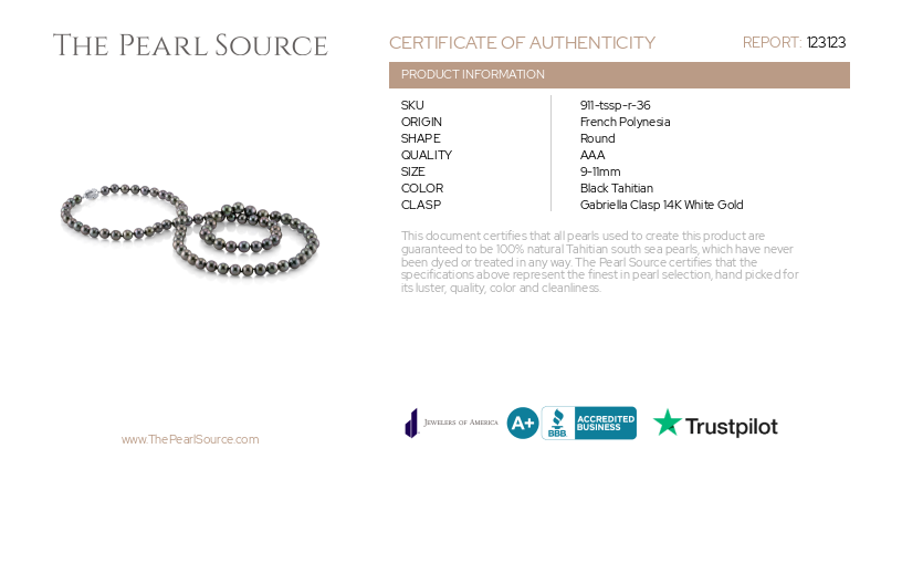 Opera Length 9-11mm Tahitian South Sea Pearl Necklace-Certificate