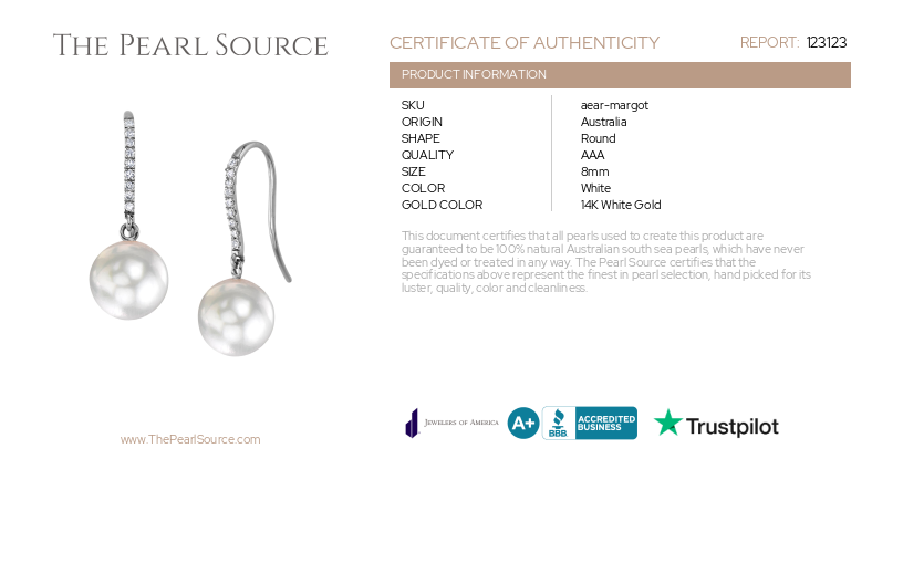 White South Sea Pearl & Diamond Margot Earrings-Certificate
