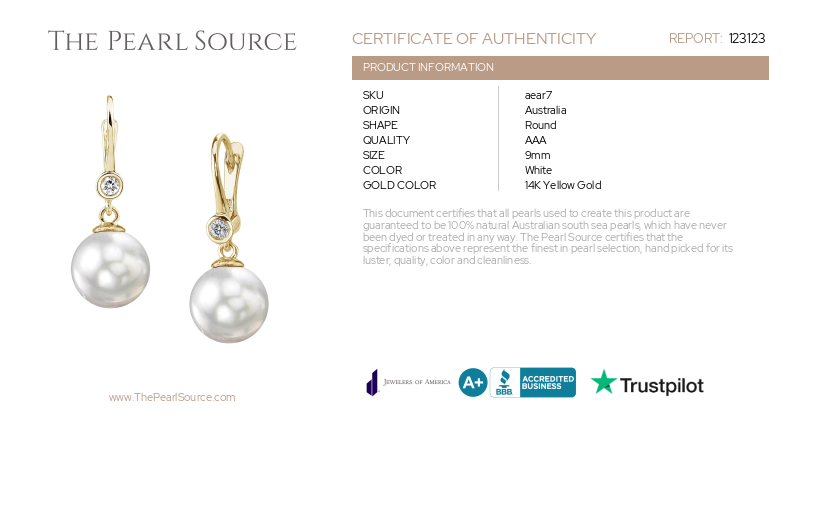 ~South Sea Pearl & Diamond Michelle Earrings-Certificate~